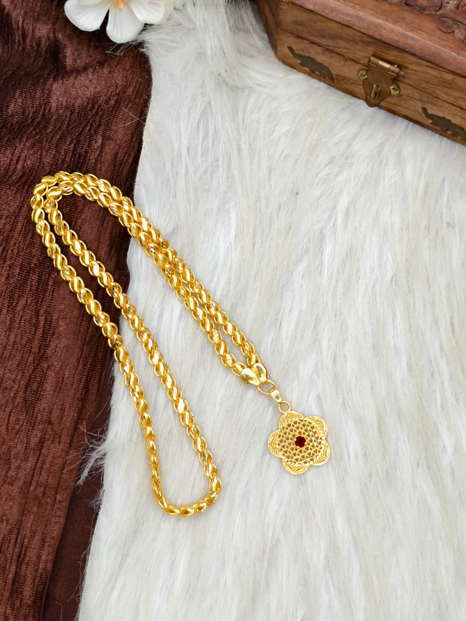 ✨ Plain Dollar Matte Finish Chain – Gold Plated Jewellery for Women✨