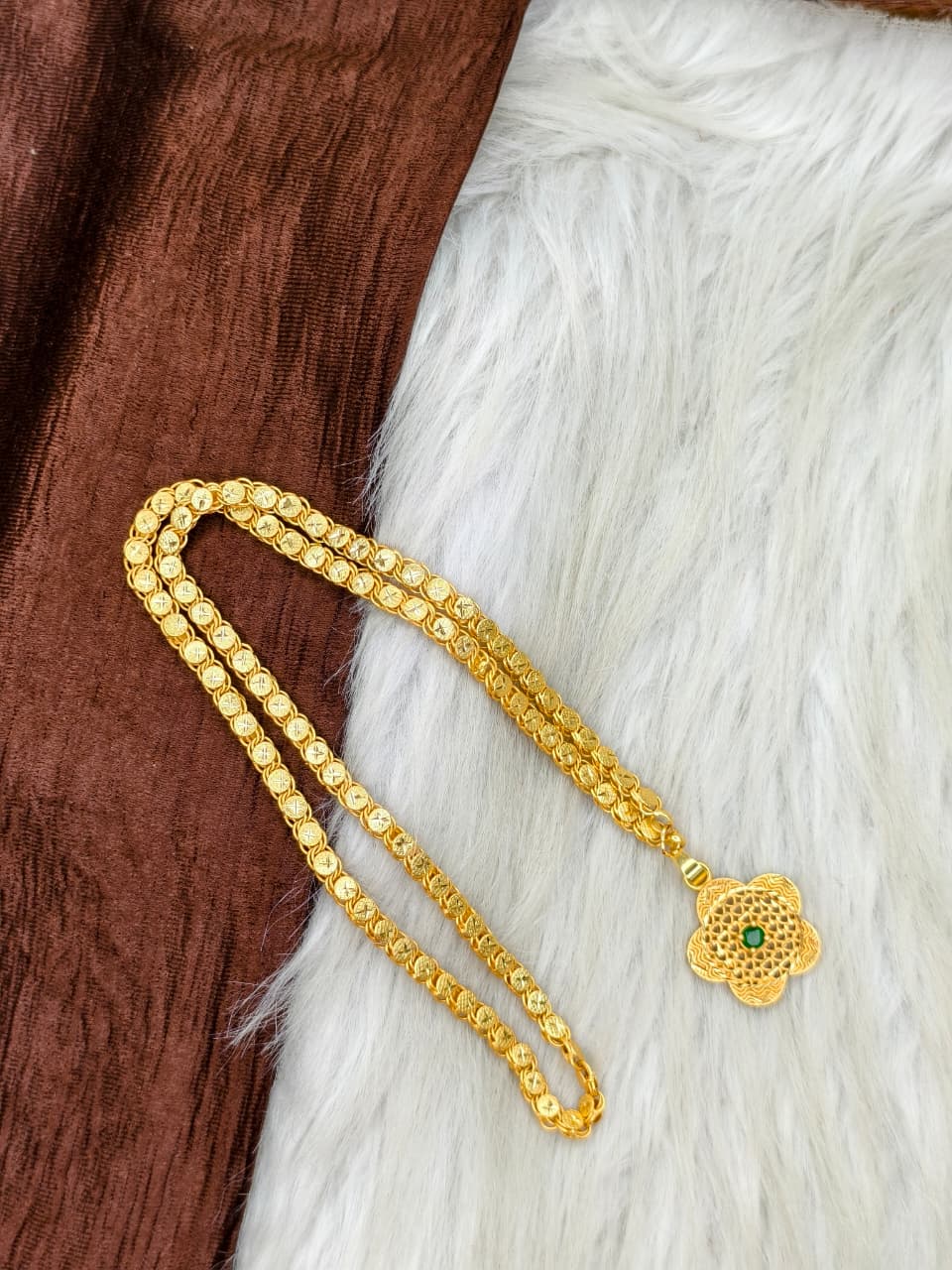 ✨Plain Dollar Matte Finish Chain – Gold Plated Jewellery for Women✨