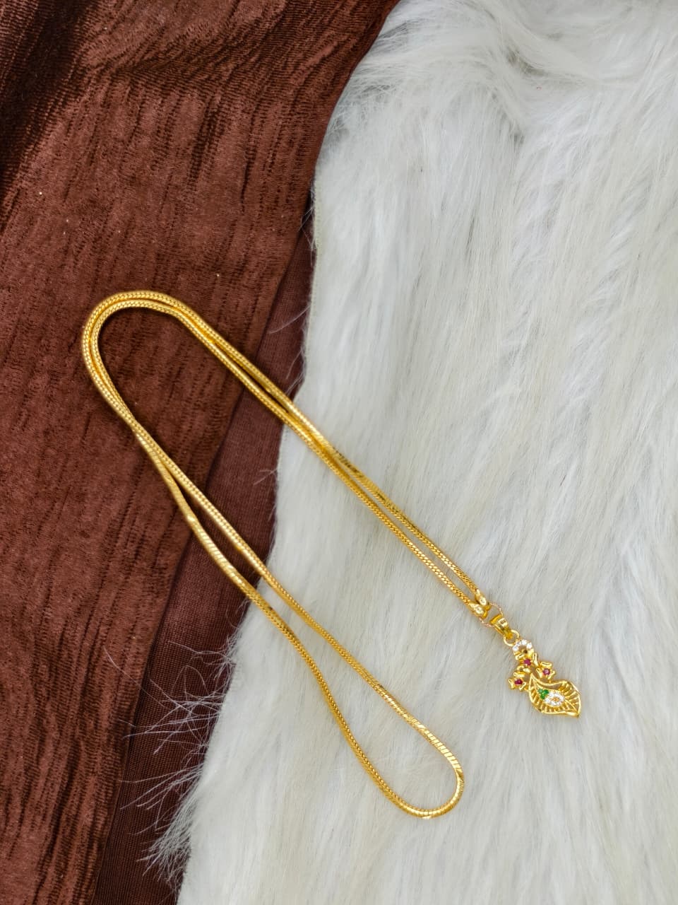✨Plain Dollar Matte Finish Chain – Gold Plated Jewellery for Women✨