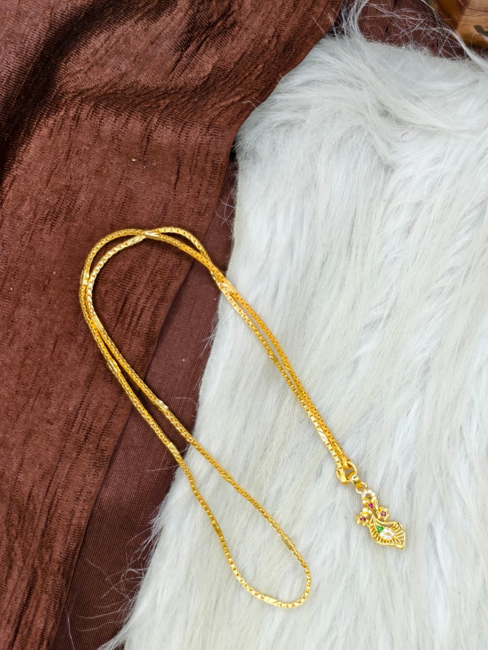 ✨Plain Dollar Matte Finish Chain – Gold Plated Jewellery for Women✨