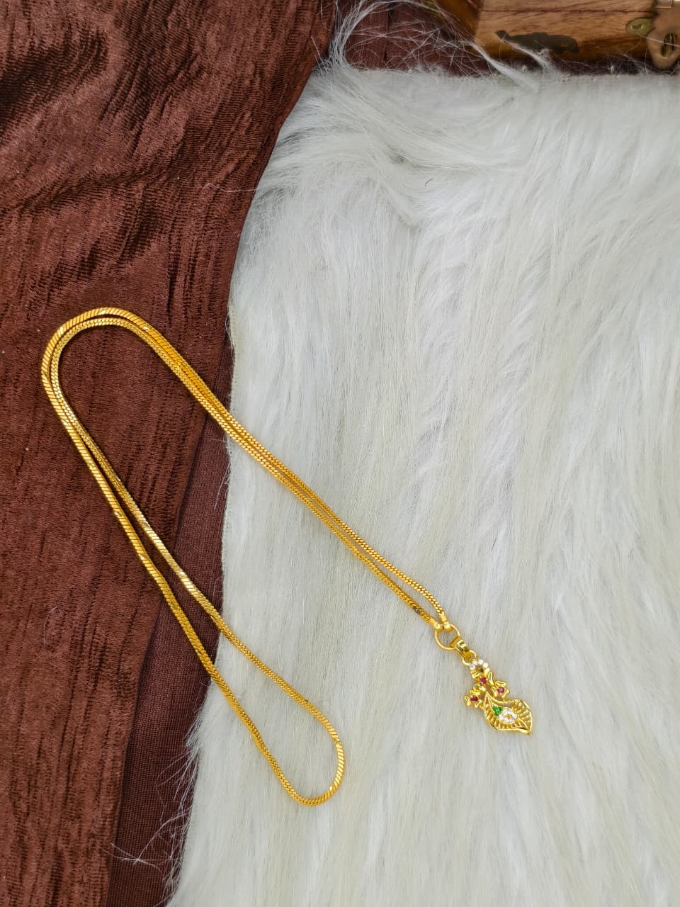 ✨Plain Dollar Matte Finish Chain – Gold Plated Jewellery for Women✨