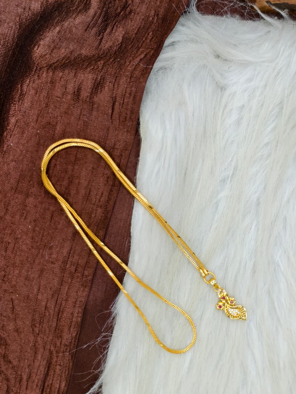 ✨Plain Dollar Matte Finish Chain – Gold Plated Jewellery for Women✨