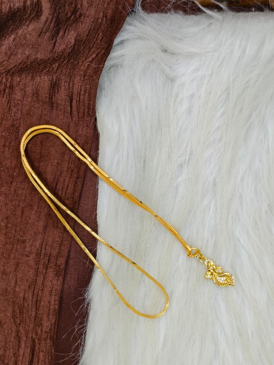 ✨Plain Dollar Matte Finish Chain – Gold Plated Jewellery for Women✨