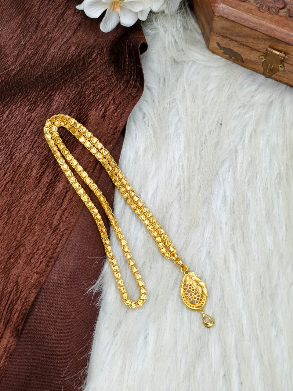 ✨ Plain Dollar Matte Finish Chain – Gold Plated Jewellery for Women✨