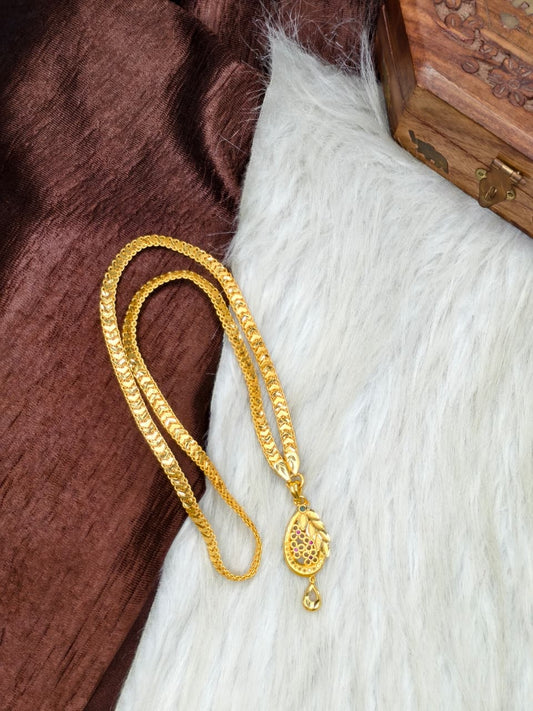 ✨ Plain Dollar Matte Finish Chain – Gold Plated Jewellery for Women✨
