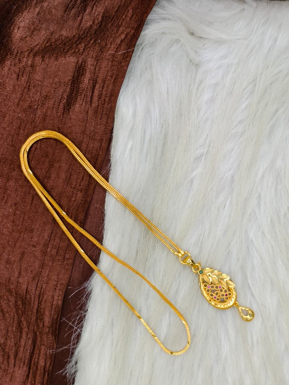 ✨Plain Dollar Matte Finish Chain – Gold Plated Jewellery for Women✨