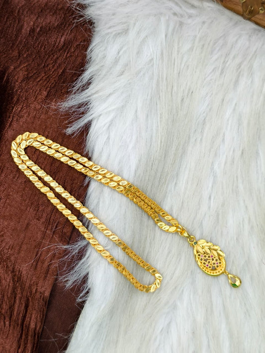 ✨ Plain Dollar Matte Finish Chain – Gold Plated Jewellery for Women✨