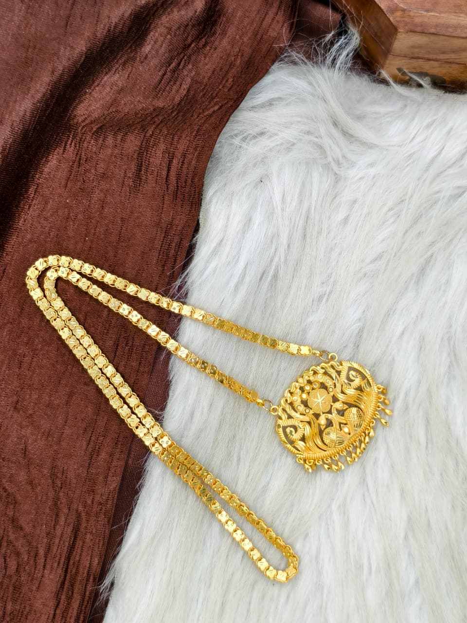 ✨Plain Dollar Matte Finish Chain – Gold Plated Jewellery for Women✨