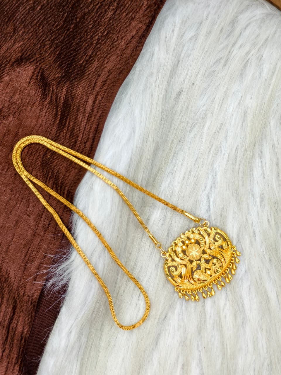 ✨Plain Dollar Matte Finish Chain – Gold Plated Jewellery for Women✨