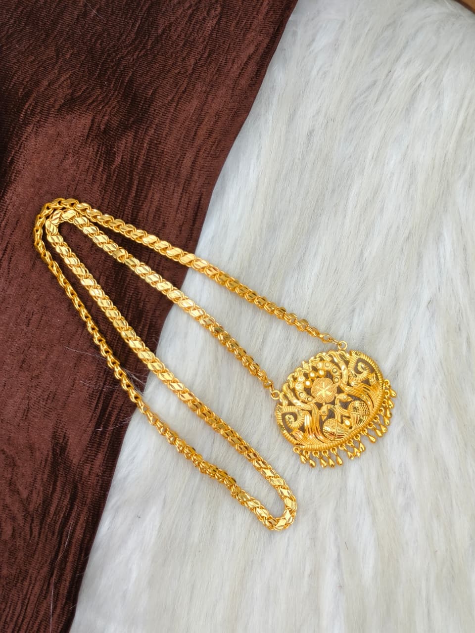 Plain Dollar Matte Finish Chain – Gold Plated Jewellery for Women✨