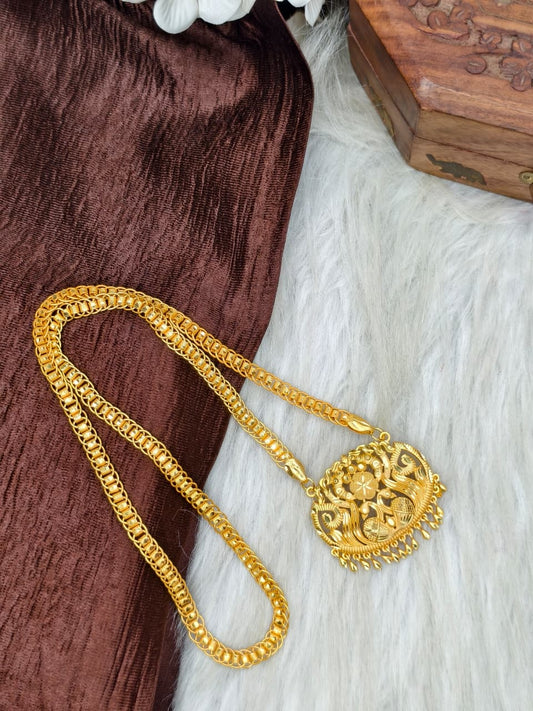 ✨ Plain Dollar Matte Finish Chain – Gold Plated Jewellery for Women✨