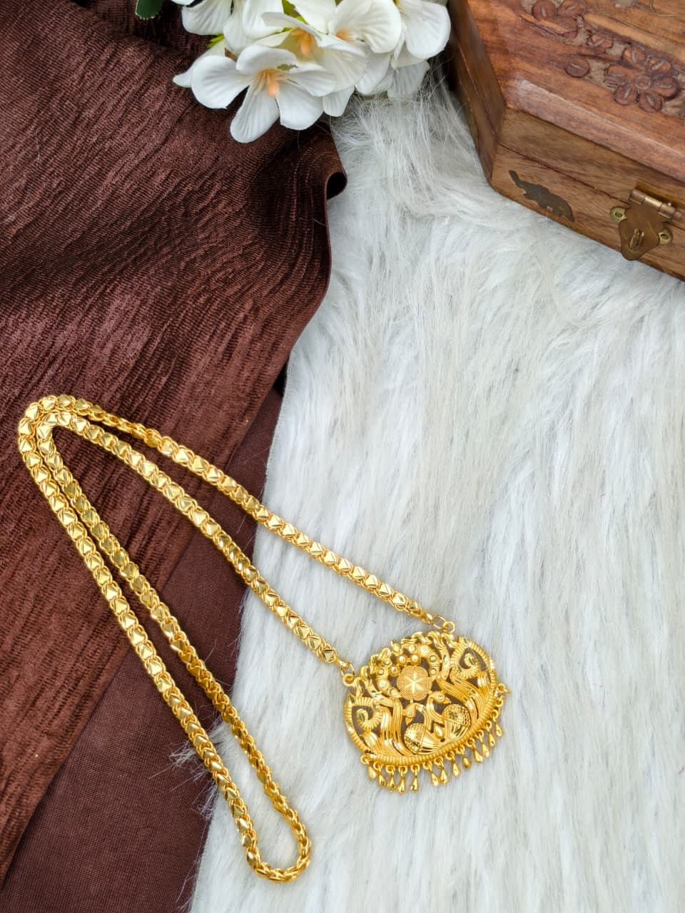 ✨ Plain Dollar Matte Finish Chain – Gold Plated Jewellery for Women✨