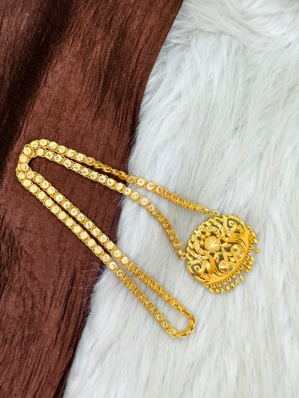 ✨Plain Dollar Matte Finish Chain – Gold Plated Jewellery for Women✨