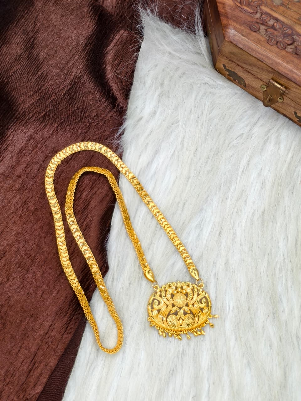 ✨ Plain Dollar Matte Finish Chain – Gold Plated Jewellery for Women✨
