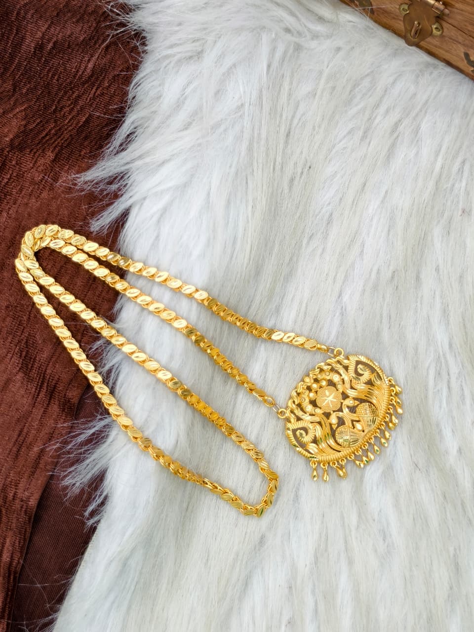 ✨ Plain Dollar Matte Finish Chain – Gold Plated Jewellery for Women✨