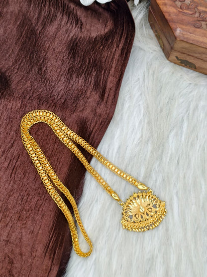 ✨ Stone Dollar Matte Finish Chain – Gold Plated Jewellery for Women✨