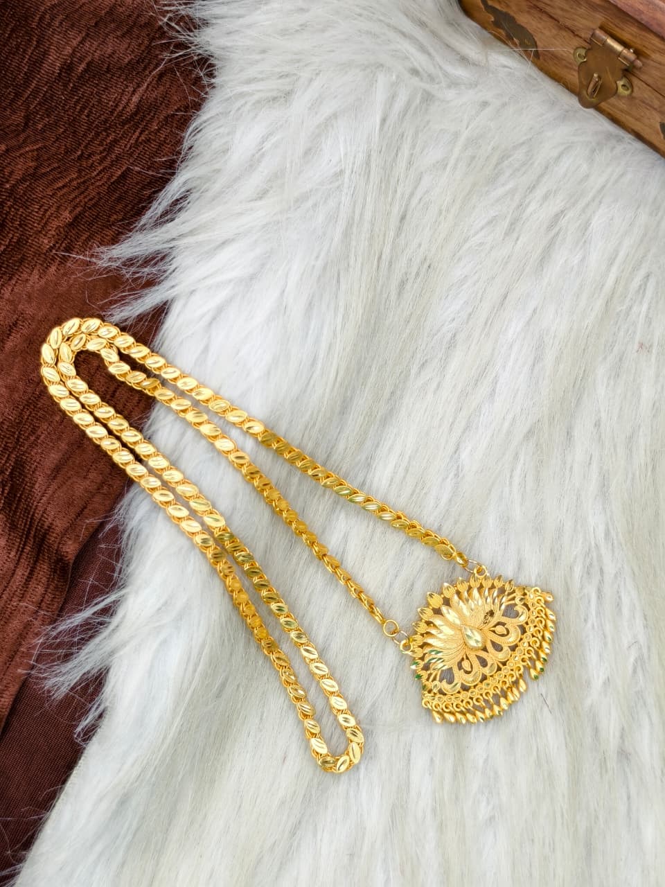 ✨ Plain Dollar Matte Finish Chain – Gold Plated Jewellery for Women✨
