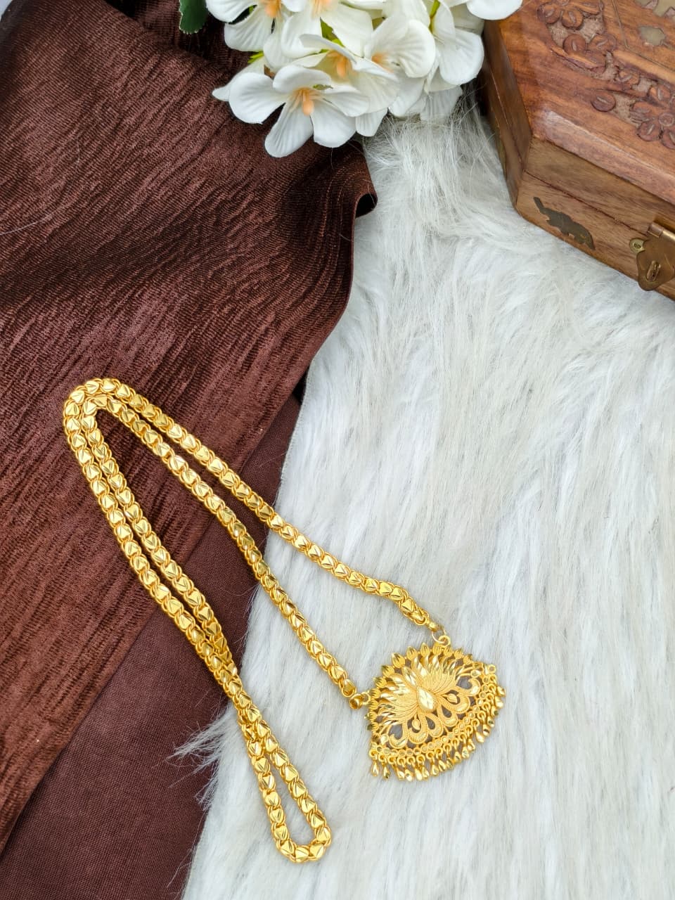 ✨ Plain Dollar Matte Finish Chain – Gold Plated Jewellery for Women✨