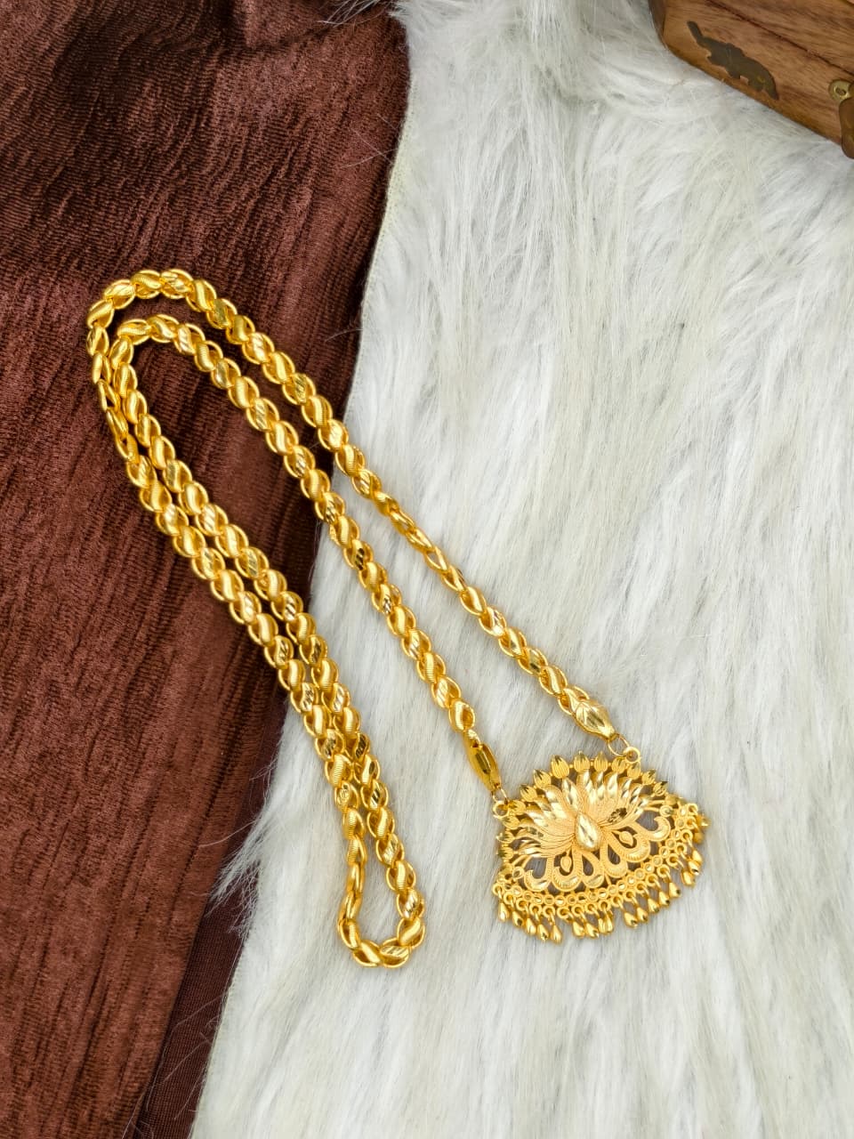 ✨ Plain Dollar Matte Finish Chain – Gold Plated Jewellery for Women✨