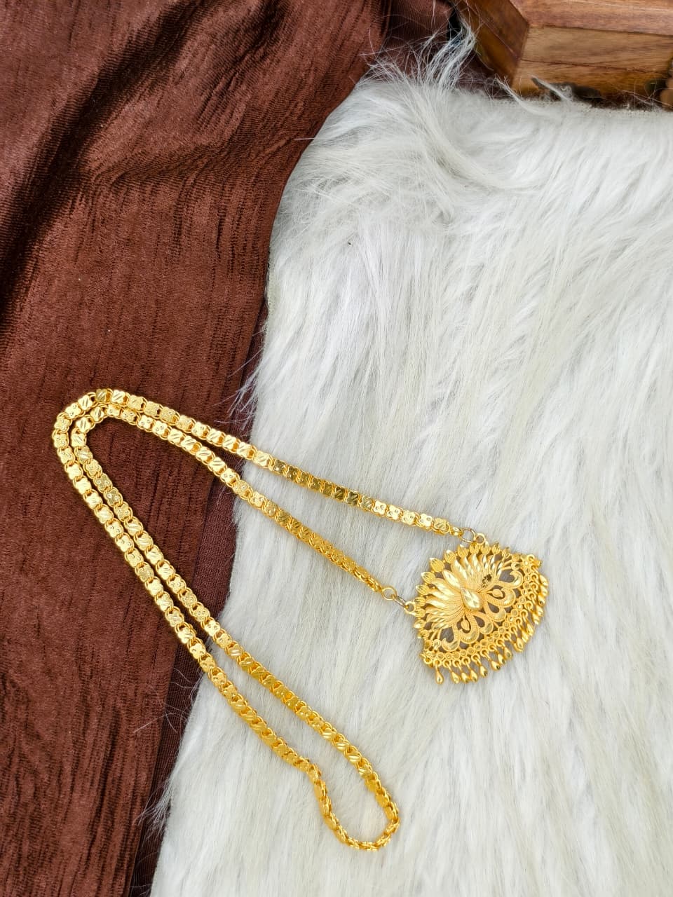 ✨Plain Dollar Matte Finish Chain – Gold Plated Jewellery for Women✨