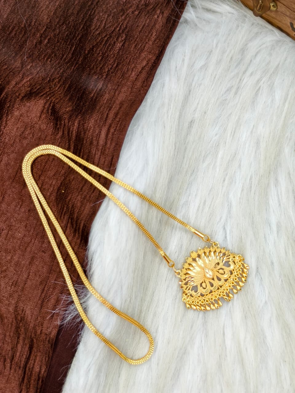 ✨Plain Dollar Matte Finish Chain – Gold Plated Jewellery for Women✨