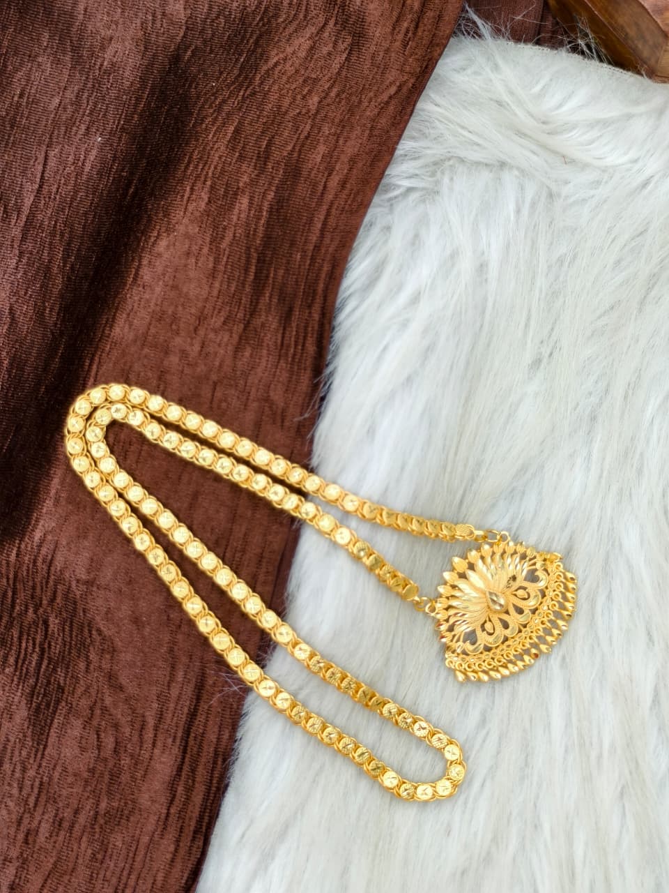 ✨Plain Dollar Matte Finish Chain – Gold Plated Jewellery for Women✨