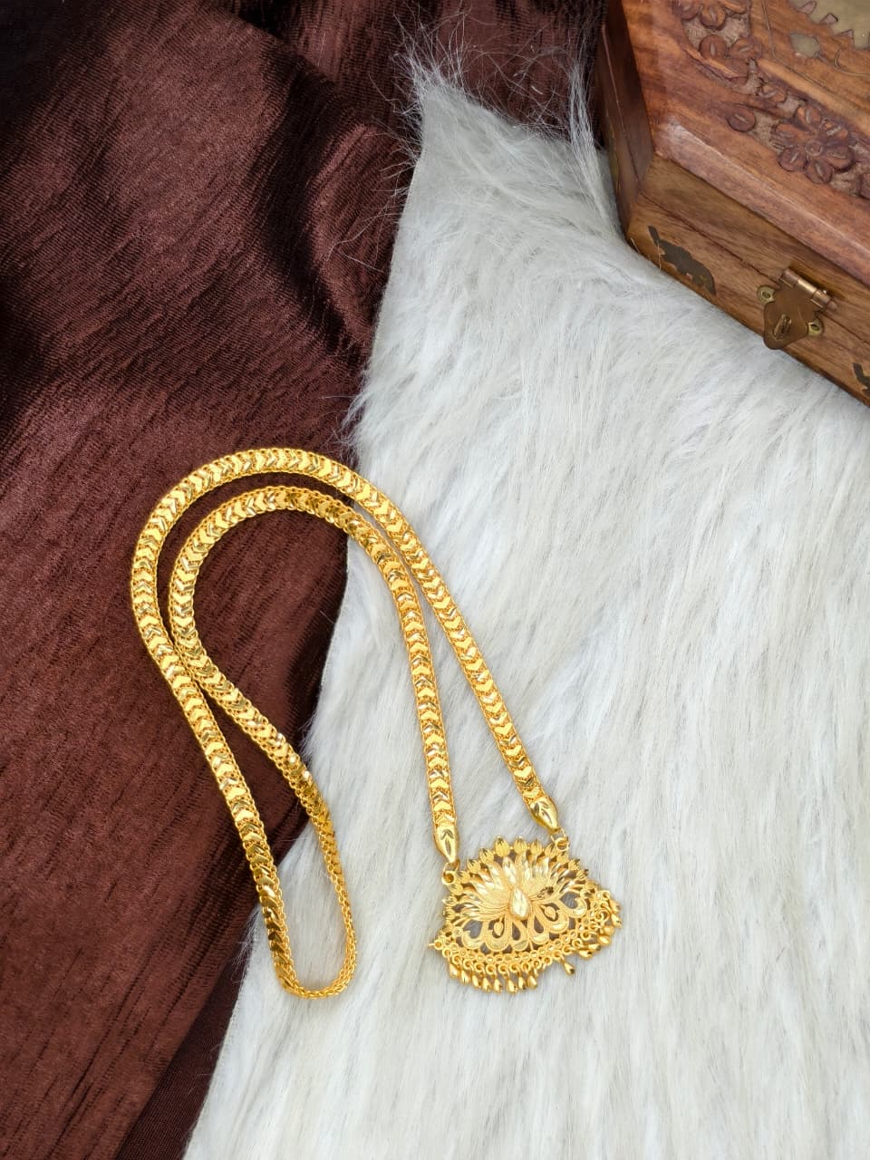 ✨ Plain Dollar Matte Finish Chain – Gold Plated Jewellery for Women✨