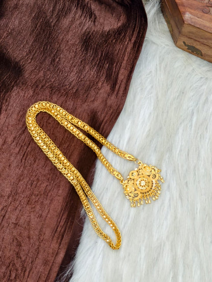 ✨ Stone Dollar Matte Finish Chain – Gold Plated Jewellery for Women✨