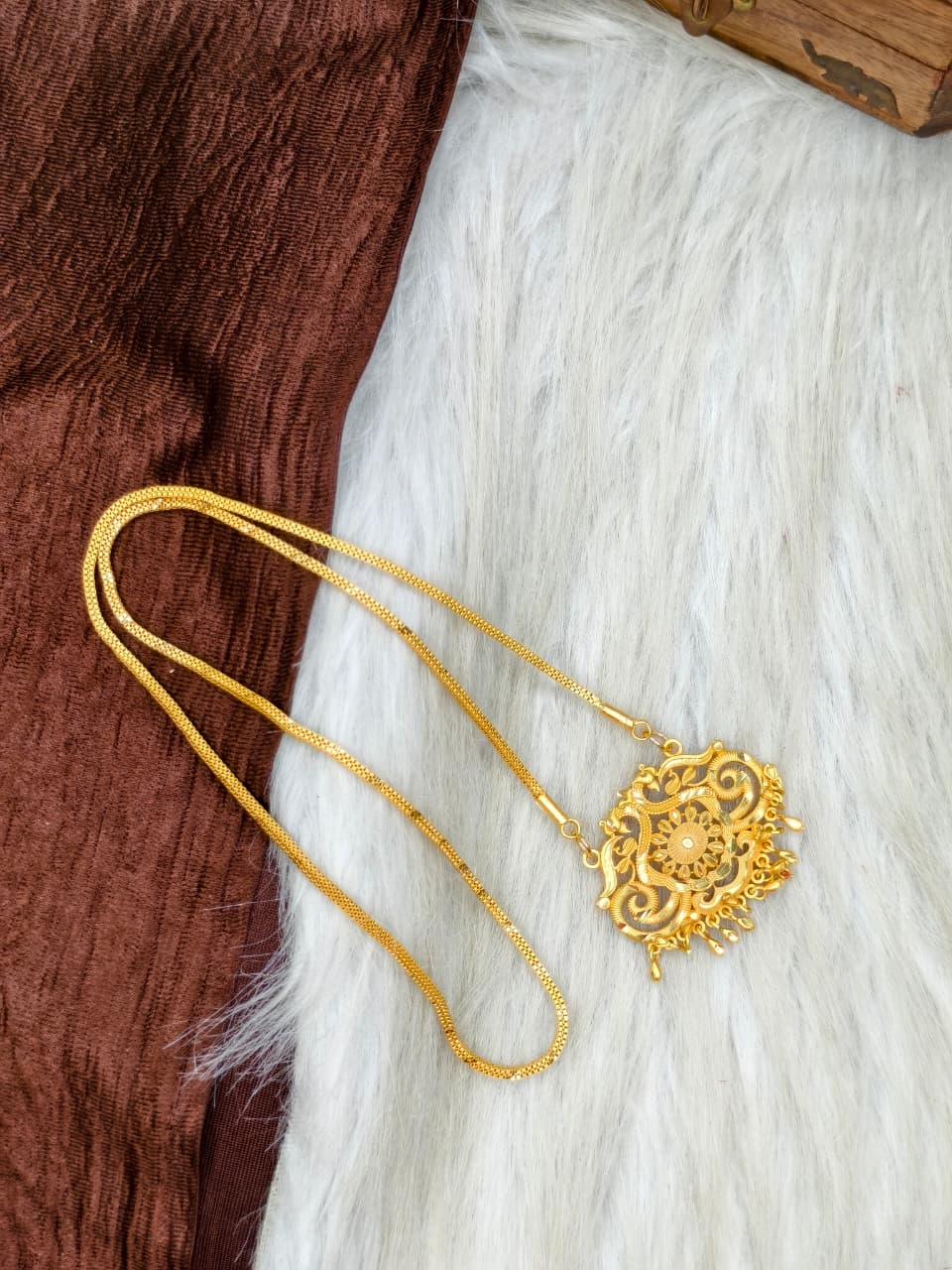 ✨Plain Dollar Matte Finish Chain – Gold Plated Jewellery for Women✨
