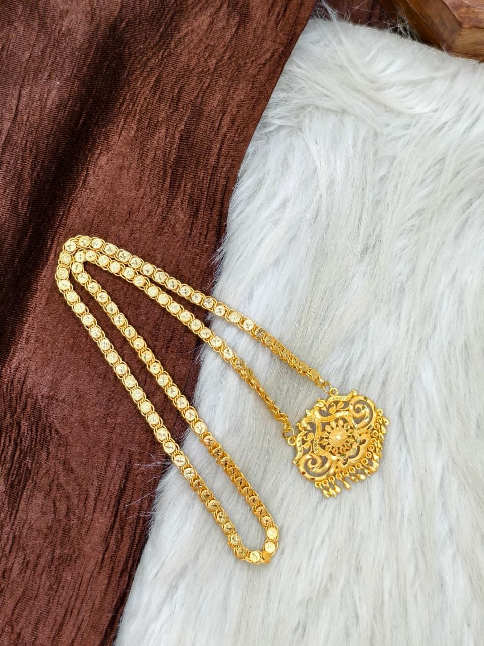 ✨Plain Dollar Matte Finish Chain – Gold Plated Jewellery for Women✨