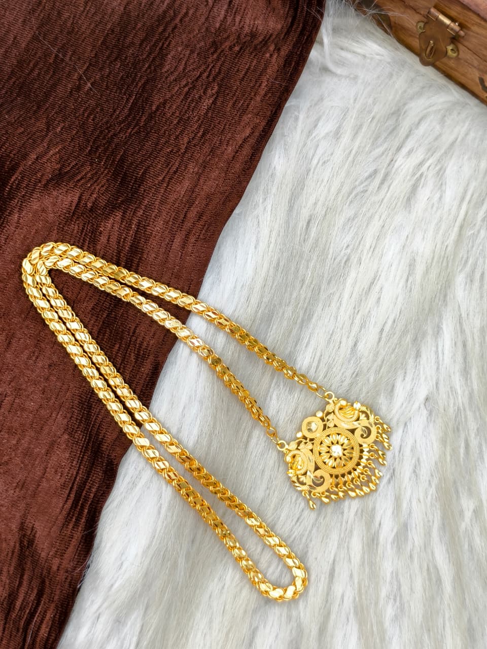 Plain Dollar Matte Finish Chain – Gold Plated Jewellery for Women✨