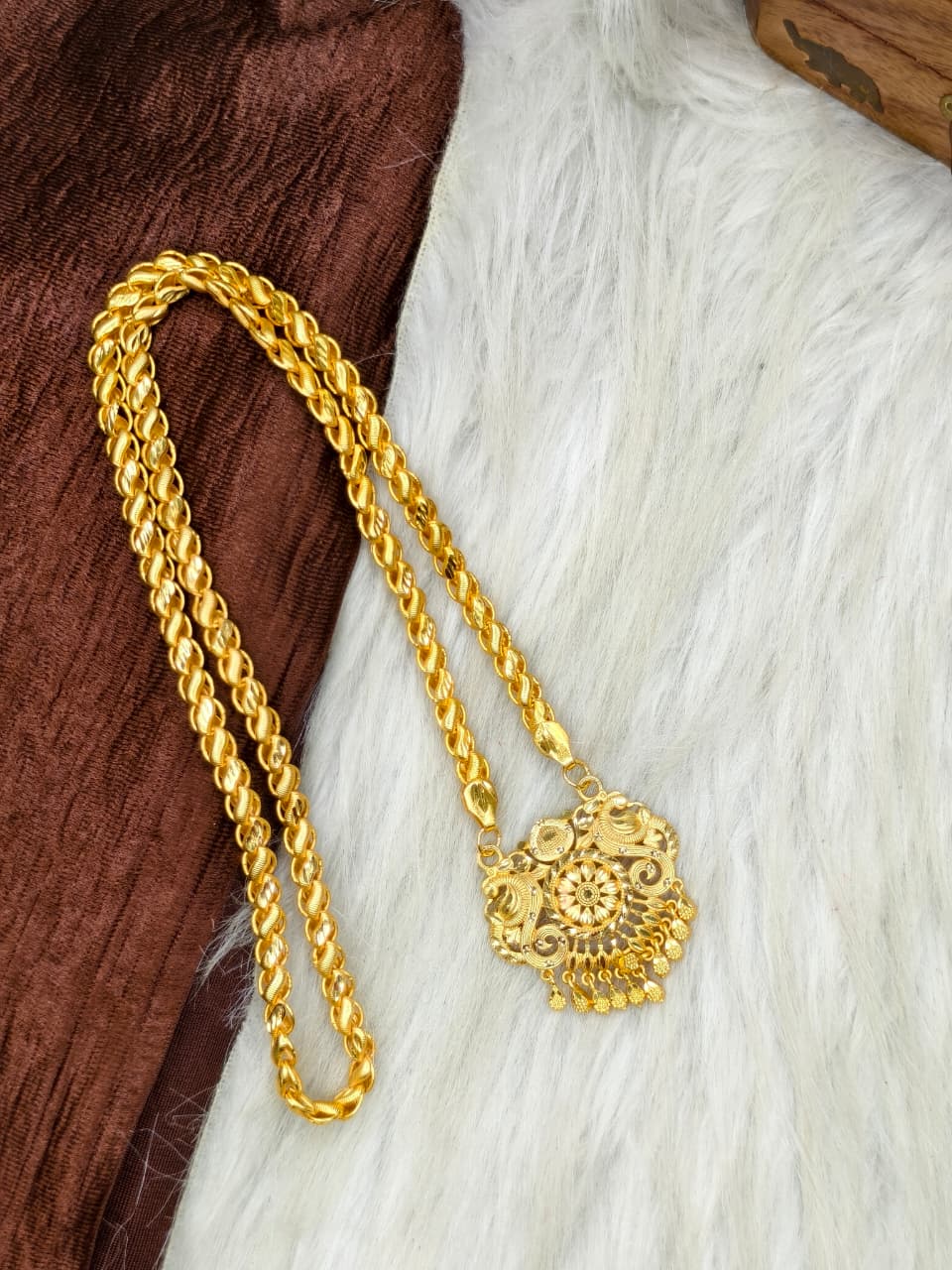 ✨ Plain Dollar Matte Finish Chain – Gold Plated Jewellery for Women✨