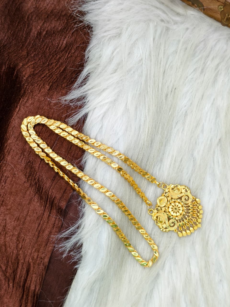 ✨ Plain Dollar Matte Finish Chain – Gold Plated Jewellery for Women✨