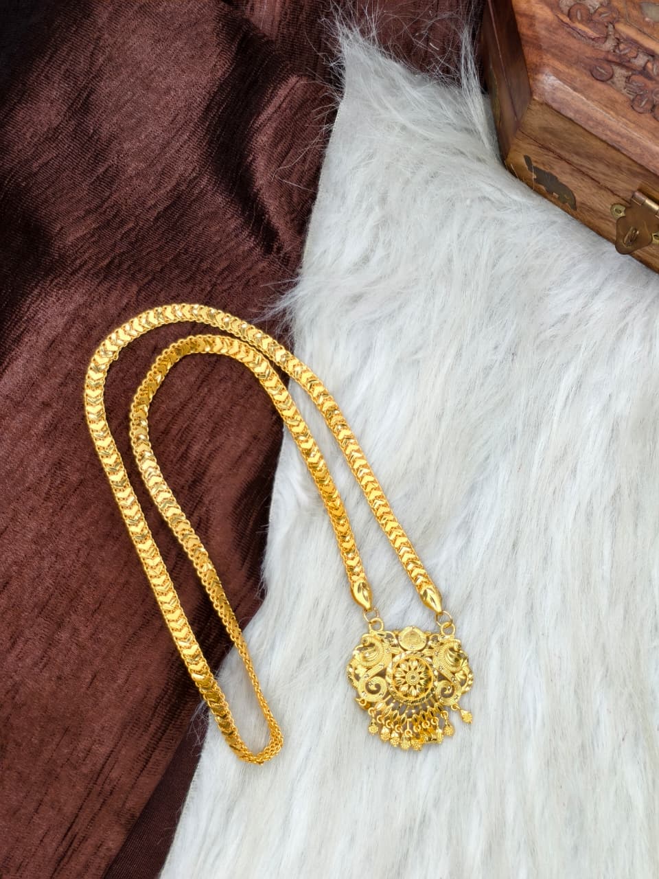 ✨ Plain Dollar Matte Finish Chain – Gold Plated Jewellery for Women✨