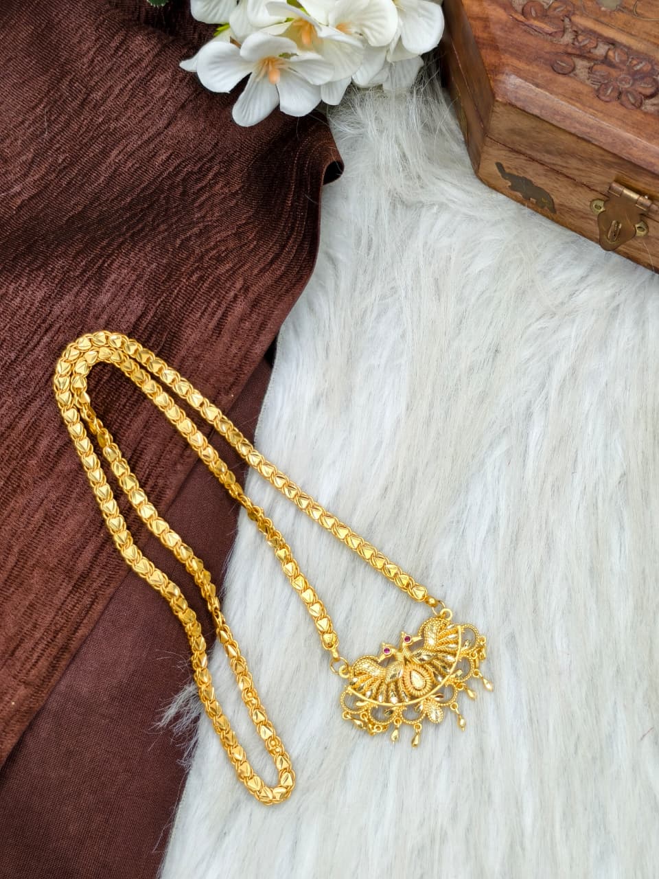 ✨ Plain Dollar Matte Finish Chain – Gold Plated Jewellery for Women✨