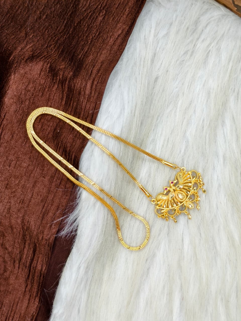 ✨Plain Dollar Matte Finish Chain – Gold Plated Jewellery for Women✨