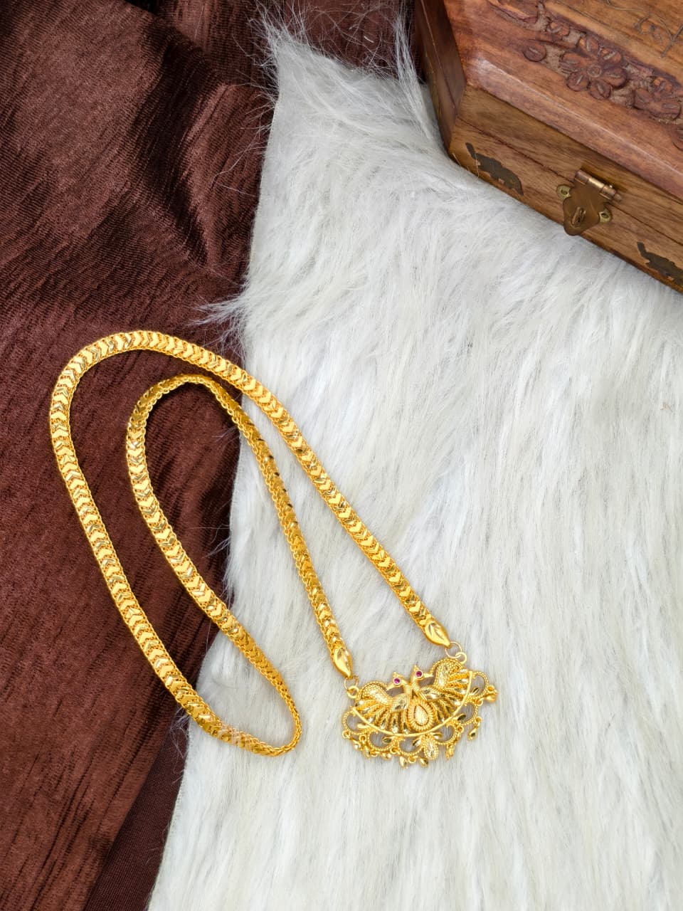 ✨ Plain Dollar Matte Finish Chain – Gold Plated Jewellery for Women✨