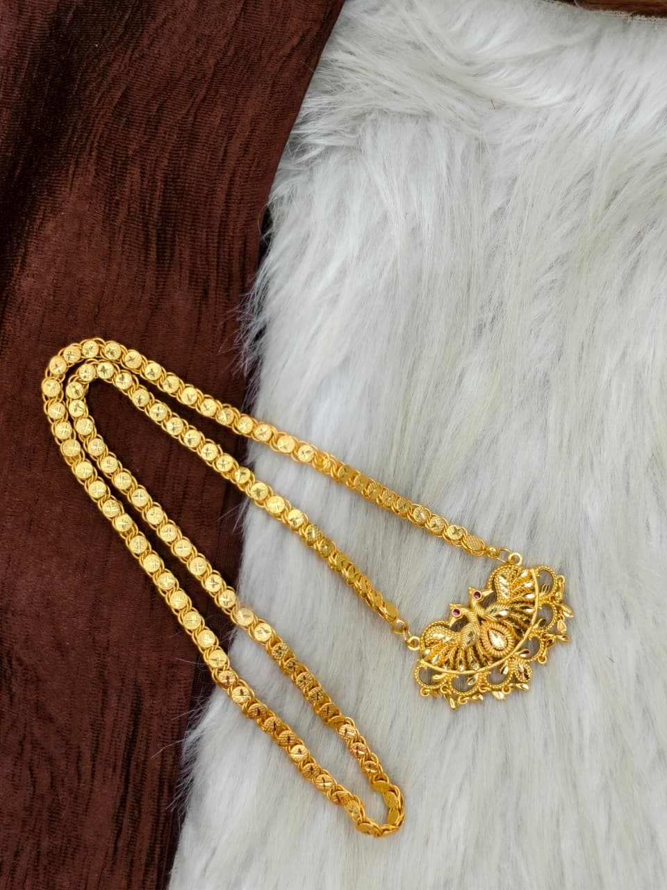 ✨Plain Dollar Matte Finish Chain – Gold Plated Jewellery for Women✨