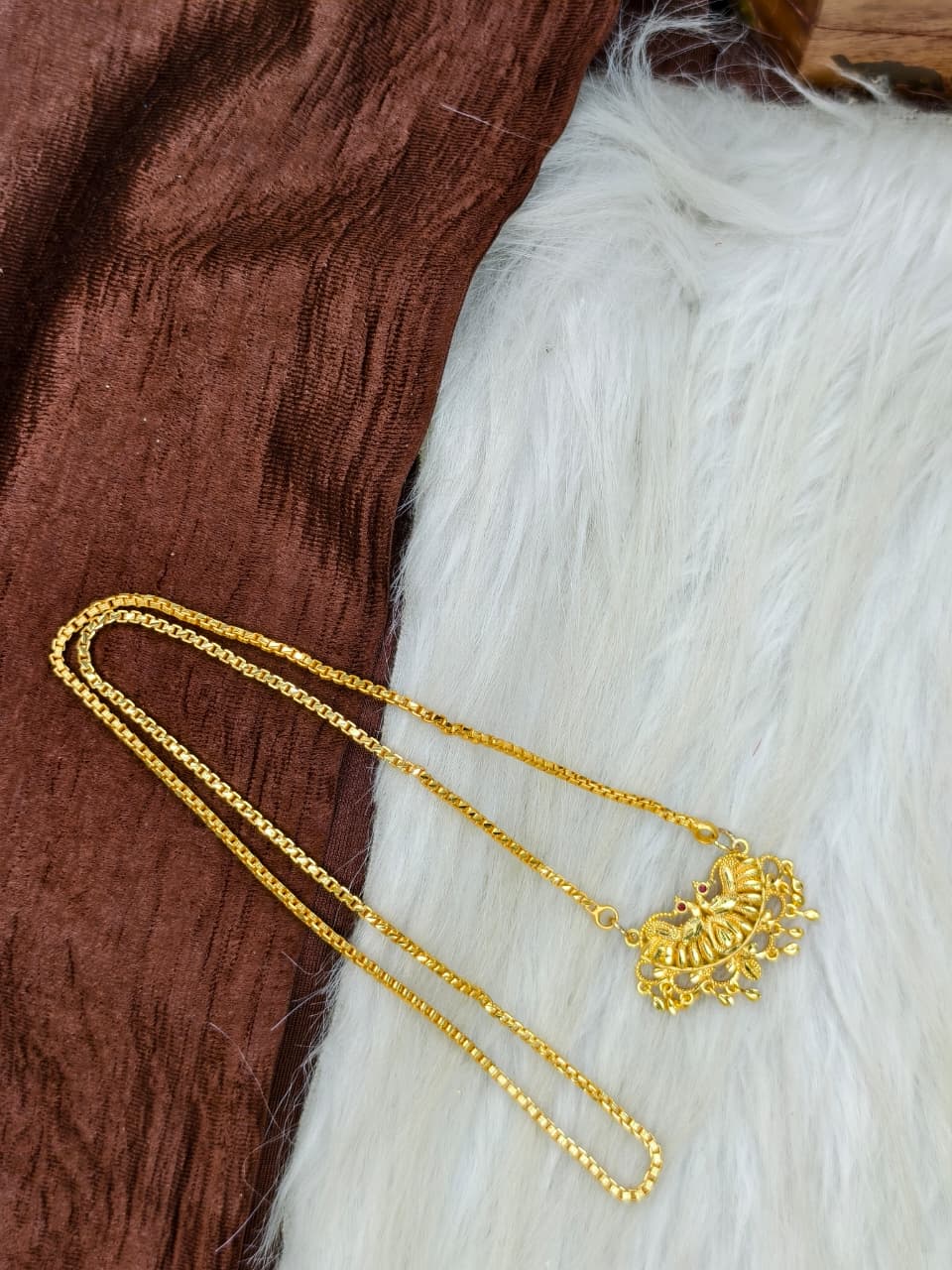 ✨Plain Dollar Matte Finish Chain – Gold Plated Jewellery for Women✨