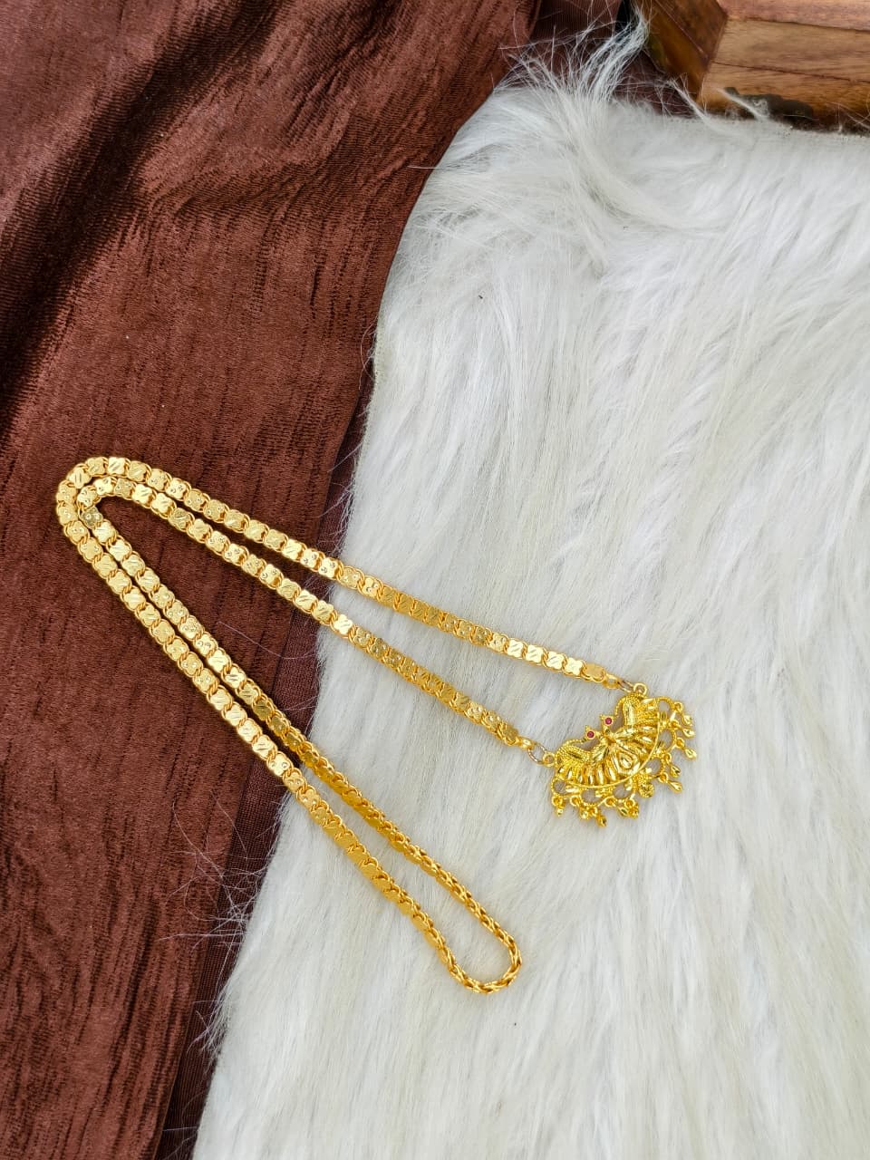 ✨Plain Dollar Matte Finish Chain – Gold Plated Jewellery for Women✨