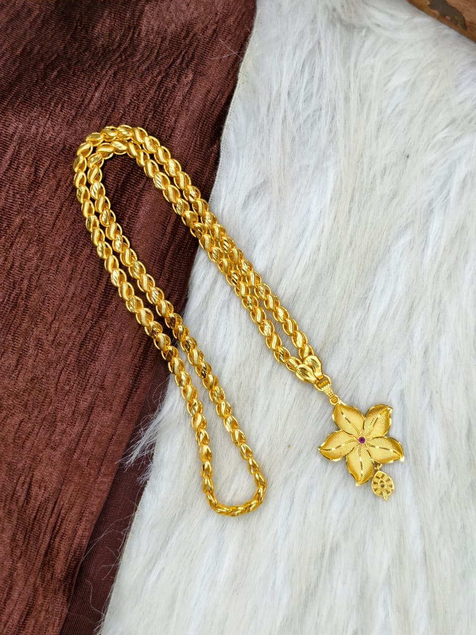 ✨ Plain Dollar Matte Finish Chain – Gold Plated Jewellery for Women✨