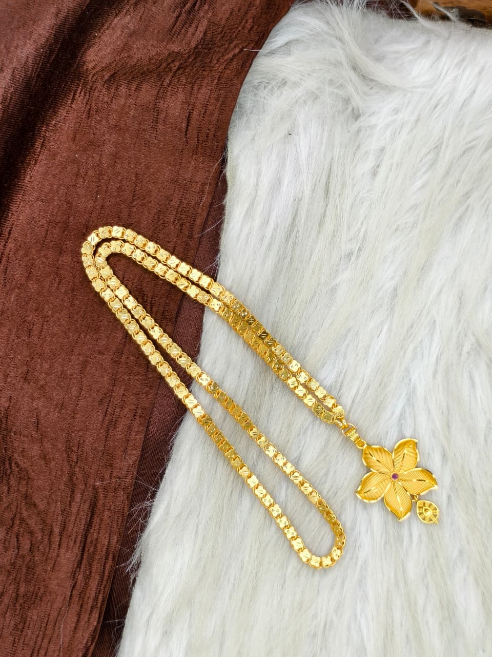 ✨Plain Dollar Matte Finish Chain – Gold Plated Jewellery for Women✨