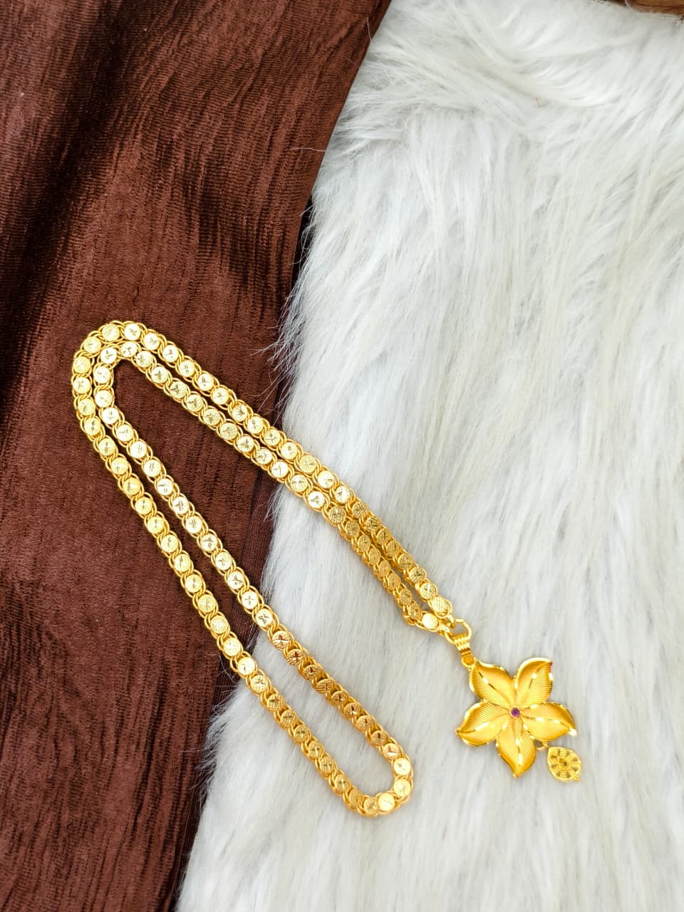 ✨Plain Dollar Matte Finish Chain – Gold Plated Jewellery for Women✨