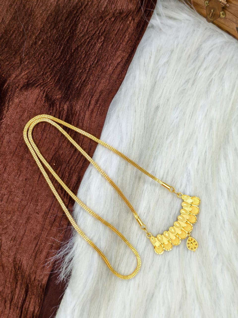Pendant Dollar Chain Matte Finish Chain – Gold Plated Jewellery for Women✨