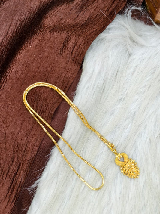 ✨Peacock Dollar Matte Finish Chain – Gold Plated Jewellery for Women✨