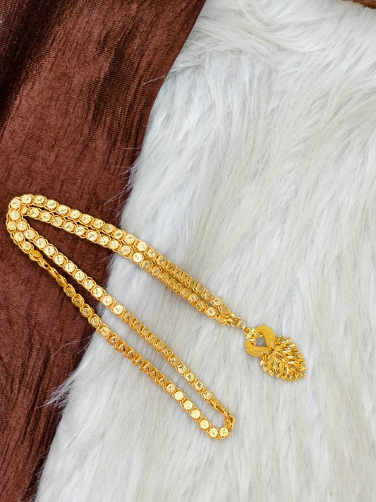 ✨Peacock Dollar Matte Finish Chain – Gold Plated Jewellery for Women✨