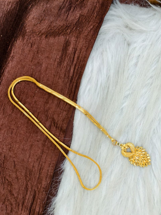 ✨Peacock Dollar Matte Finish Chain – Gold Plated Jewellery for Women✨