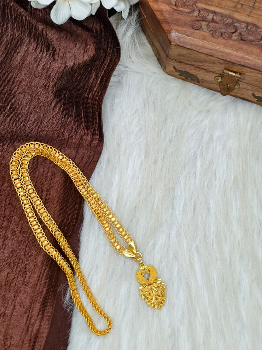 ✨ Peacock Dollar Matte Finish Chain – Gold Plated Jewellery for Women✨