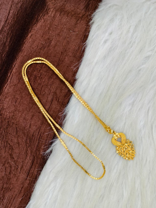 ✨Peacock Dollar Matte Finish Chain – Gold Plated Jewellery for Women✨