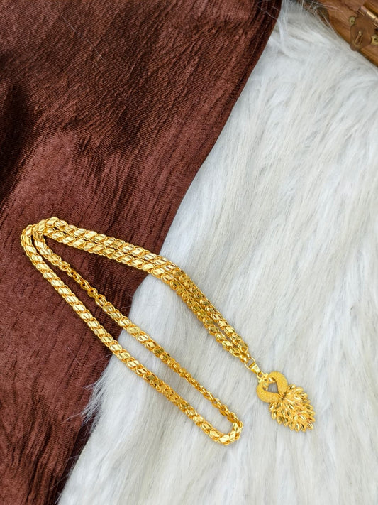 Peacock Dollar Matte Finish Chain – Gold Plated Jewellery for Women✨